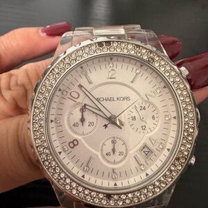 Michael Kors Silver and Crystal Accent Watch
